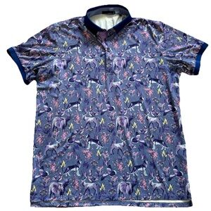 Greyson Polo Shirt Mens XL Golf Pullover Grazing Fauna Cloud Polo Artsy Novelty